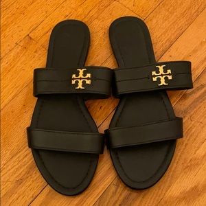 Tory Burch Everly Two Band Black Sandal Sz 7